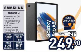 Unieuro Samsung Galaxy Tab A8 offerta