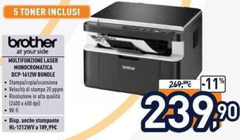 Brother Multifunzione Laser Monocromatica DCP-1612W Bundle