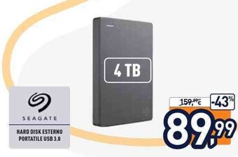 Unieuro Seagate Hard Disk Esterno Portatile USB 3.0 offerta