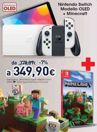 Unieuro Nintendo Switch Modello OLED + Minecraft offerta