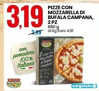 Eurospin Tre Mulini - 2 Pizze Con Mozzarella Di Bufala Campana 650 G offerta