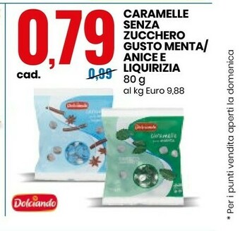 Eurospin Dolciando Caramelle Senza Zucchero Gusto Menta/ Anice E Liquirizia offerta