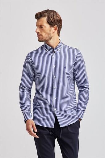 Camicia uomo collo button down in cotone blu
