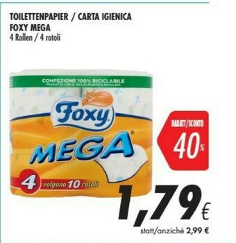 Coop Foxy Mega Carta Igienica 4 Rotoli offerta
