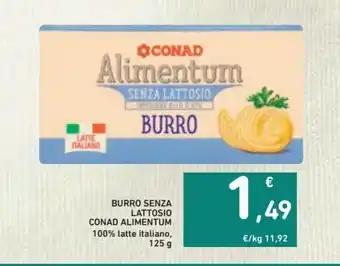 Conad Conad Alimentum Burro Senza Lattosio 100% latte italiano, 125 g offerta