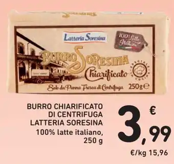 Conad Latteria Soresina Burro Chiarificato di Centrifuga 100% latte italiano 250 g offerta
