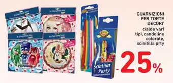 Conad Decori' Guarnizioni per Torte cialde vari tipi, candeline colorate, scinitilla prty offerta