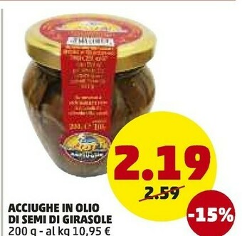 Acciughe In Olio Di Semi Di Girasole 200 G