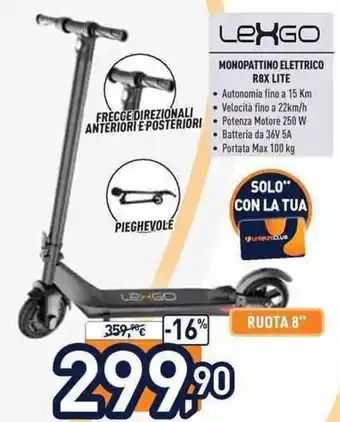 Lexgo Monopattino Elettrico R8X Lite 15 Km