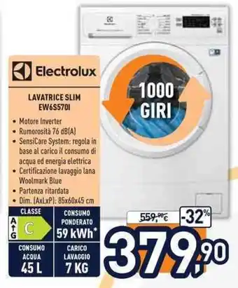 Unieuro Electrolux Lavatrice Slim EW6S5701 1000 Giri offerta
