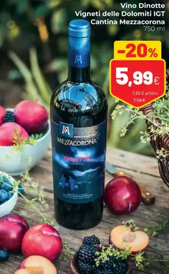 Coop Cantina Mezzacorona Vino Dinotte Vigneti delle Dolomiti IGT 750 ml offerta