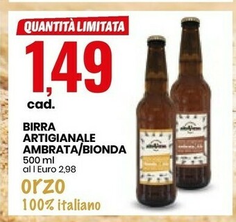 Eurospin Birra Artigianale Ambrata/ Bionda offerta