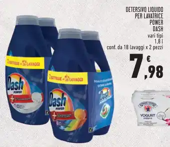 Conad Dash Detersivo Liquido Per Lavatrice Power vari tipi 1,8 l conf. da 18 lavaggi x 2 pezzi offerta