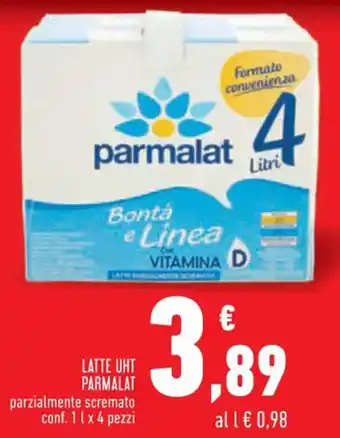 Conad Parmalat Latte UHT parzialmente scremato conf. 1 l x 4 pezzi offerta