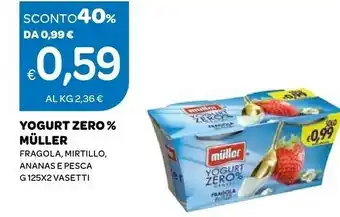Ekom Muller Yogurt Zero % Grassi Fragola, Pesca & Maracuja, Mirtillo, Vaniglia Naturale offerta