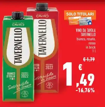 Tavernello Vino da Tavola Bianco/Rosso/Rosato 1 l