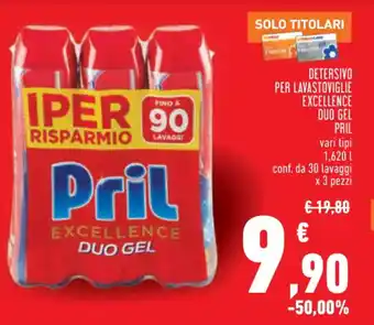 Pril Detersivo Per Lavastoviglie Excellence Duo Gel vari tipi 1.620 l conf, da 30 lavaggi x 3 pezzi