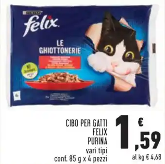 Conad Purina Felix Cibo Per Gatti vari tipi conf. 85 g x 4 pezzi offerta