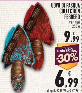 Conad Ferrero Uovo di Pasqua Collection vari tipi 250 g offerta