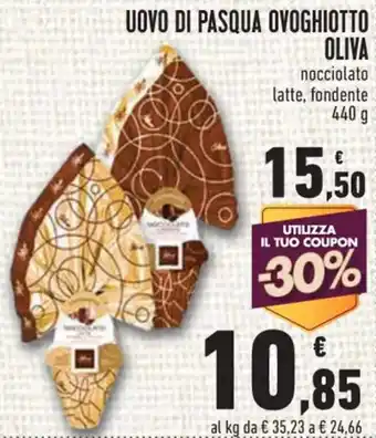 Conad Oliva Uovo di Pasqua Ovoghiotto nocciolato latte, fondente 440 g offerta