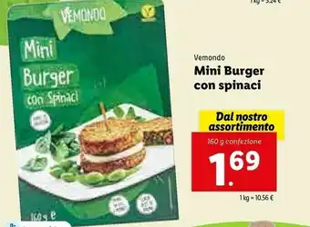 Lidl Vemondo Mini Burger Con Spinaci 160g offerta