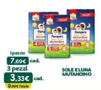Bimbo Store Pampers Sole E Luna Mutandino offerta