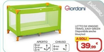 Bimbo Store Giordani Letto Da Viaggio Travel Easy Green offerta