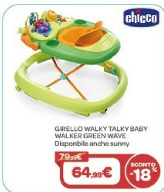 Bimbo Store Chicco Girello Walky Talky Baby Walker Green Wave offerta