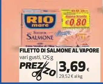 Coop Rio Mare Filetto Di Salmone Al Vapore Gusto Affumicato All'Olio Di Oliva Con Grani Di Pepe 125 G(ml) offerta