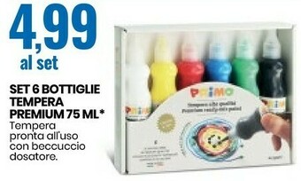 Eurospin Set 6 Bottiglie Tempera Premium 75ml offerta