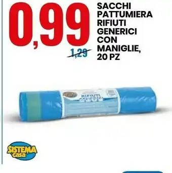 Eurospin Sistema Casa Sacchi Pattumiera Rifiuti Generici Con Maniglie 20PZ offerta