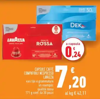 Conad Lavazza Capsule Caffè Compatibili Nespresso 171 f conf. da 30 pezzo offerta