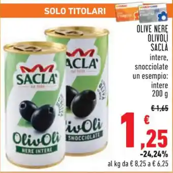 Conad Saclà Olive Nere Olivoli intere, snocciolate intere 200 g offerta