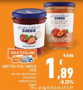Conad Zuegg Confettura Extra Composta vari tipi confettura extra fragole 320 g offerta