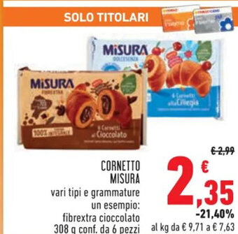 Conad Misura Cornetto 308 g conf. da 6 pezzi offerta