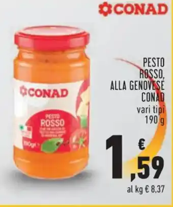 Conad Conad Pesto Rosso, Alla Genovese vari tipi 190 g offerta