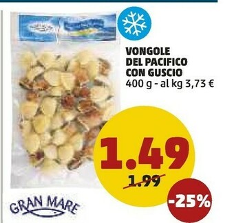 Gran mare Vongole Del Pacifico Con Guscio