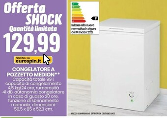 Eurospin Medion Congelatore A Pozzetto offerta