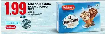 Eurospin Dolciando - 12 Mini Coni Panna E Cioccolato 225 G offerta