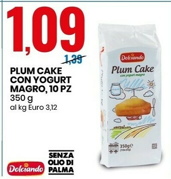 Eurospin Dolciando - Plum Cake Con Yogurt Magro Senza Olio di Palma 350 G offerta