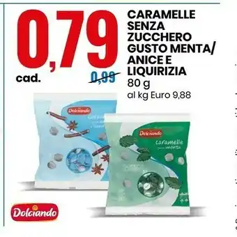 Eurospin Dolciando Caramelle Senza Zucchero Gusto Menta/ Anice E Liquirizia offerta