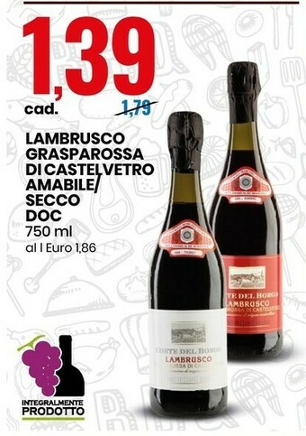 Eurospin Corte Del Borgo - Lambrusco Grasparossa Di Castelvetro Amabile/ Secco 750 Gml offerta