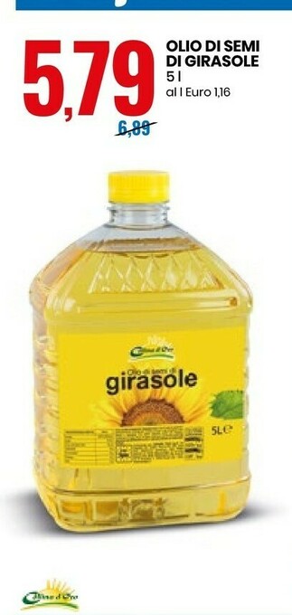Eurospin Collina D'Oro - Olio Di Semi Di Girasole 5000 ml offerta