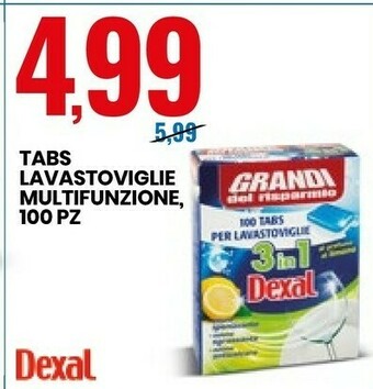 Eurospin Dexal Tabs Lavastoviglie Multifunzione 100 Pz offerta