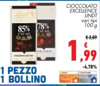 Lindt Cioccolato Excellence vari tipi 100 g