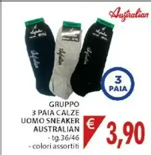 Mercatò Australian Paia Gruppo 3 Paia Calze Uomo Sneaker offerta
