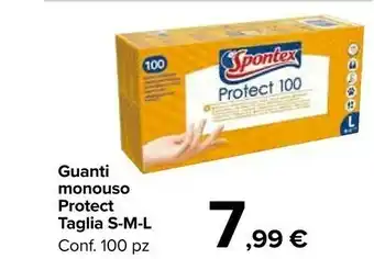 Carrefour Market Spontex Guanti Monouso Protect Taglia S- M- L offerta