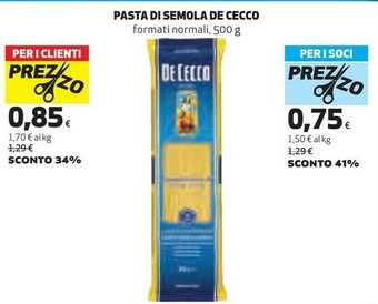 Coop De Cecco Pasta di semola offerta