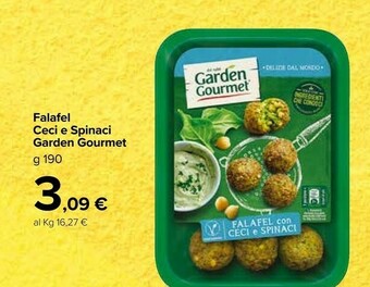 Carrefour Market Garden Gourmet - Falafel Con Ceci E Spinaci 190 G(ml) offerta