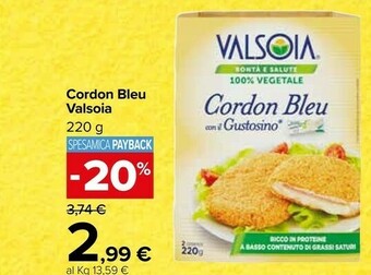 Carrefour Market Valsoia Cordon Bleu Vegetali 220 G(ml) offerta